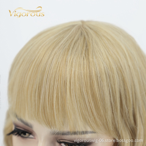 Wholesale Good Quality High Temperature Fiber Supplies Blonde Bob Cut Short Synthetic Afro Kinky Wig